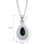 D'Joy - Natural Chrome Diopside, White Jade & White Zircon Halo Pendant with Chain (Size - 18) in Rhodium Overlay Sterling Silver 7.00 Ct._4516971_5