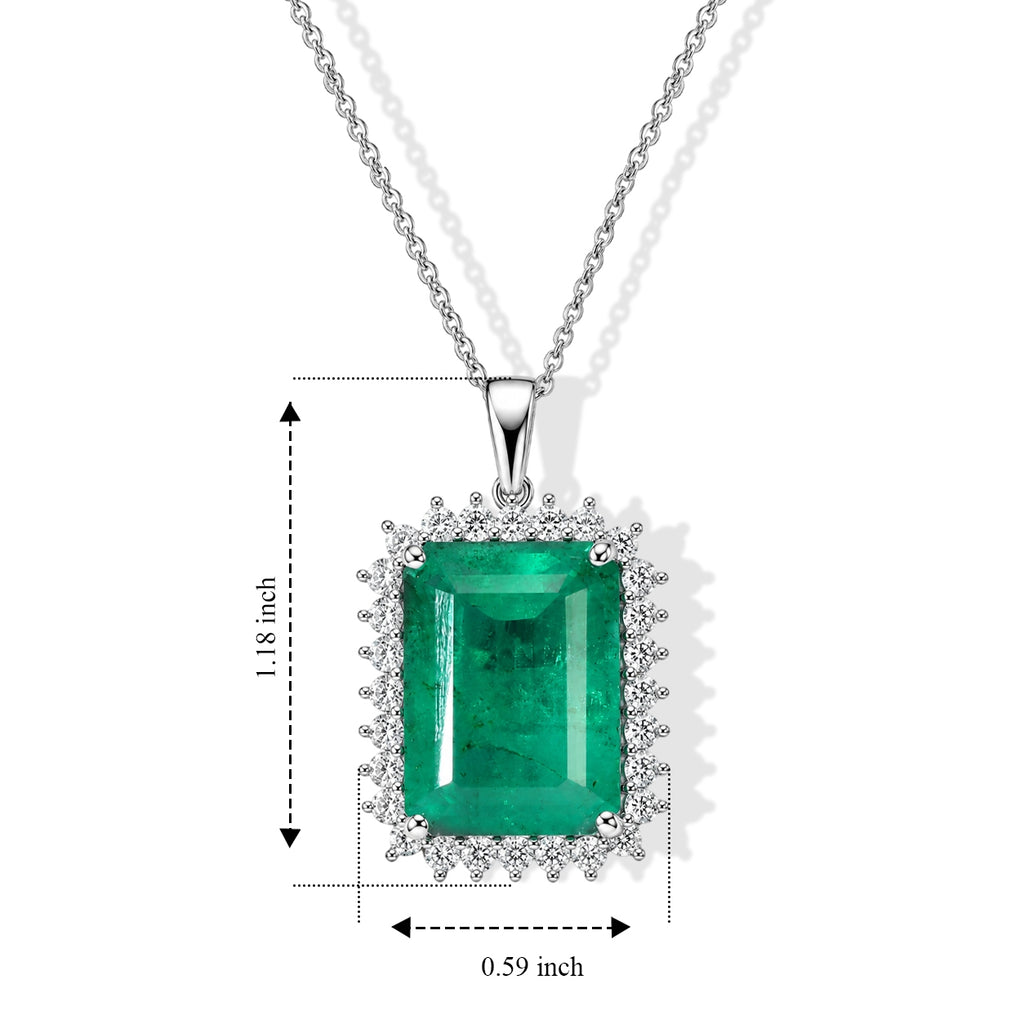 D'Joy - Colombian Colour Emeraldine Quartz & White Zircon Pendant with Chain (Size 20) in Rhodium Overlay Sterling Silver 14.37 Ct._4517037_3