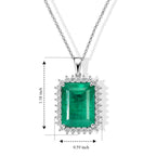 D'Joy - Colombian Colour Emeraldine Quartz & White Zircon Pendant with Chain (Size 20) in Rhodium Overlay Sterling Silver 14.37 Ct._4517037_3