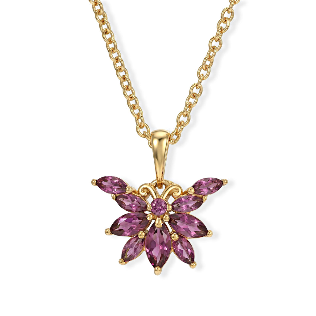 D'Joy - Rhodolite Garnet Pendant in Yellow Gold Plated Sterling Silver with Chain (Size 20) 1.30 Ct._4517669