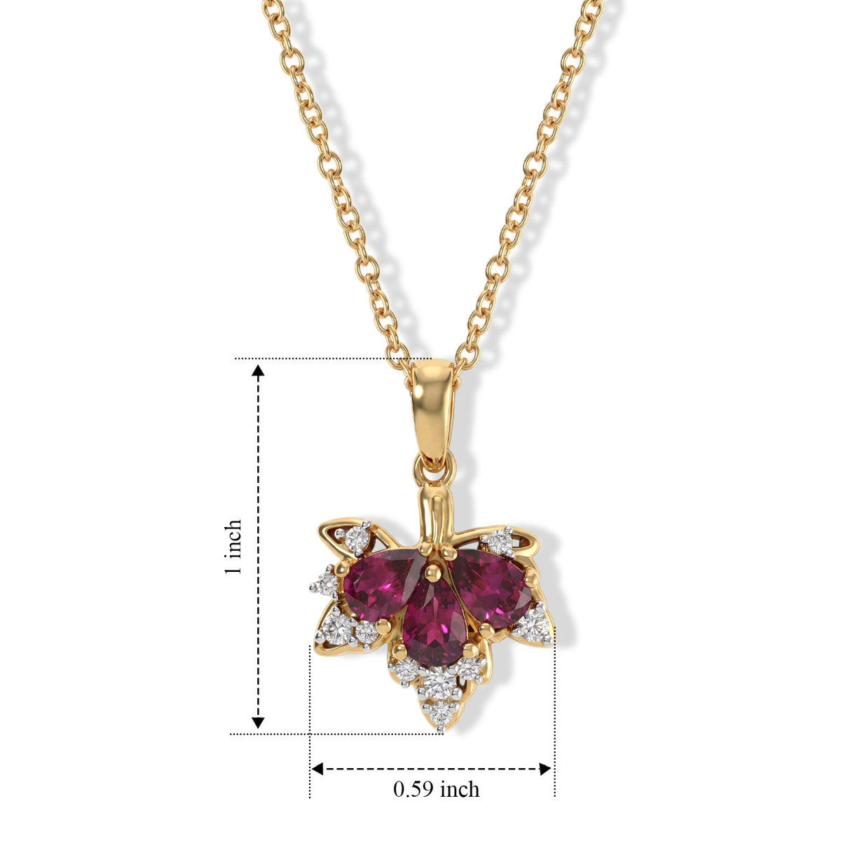 D'Joy - Rhodolite Garnet &amp; White Zircon Pendant in Yellow Gold Plated Sterling Silver with Chain (Size 20) 1.85 Ct. 4517672 4