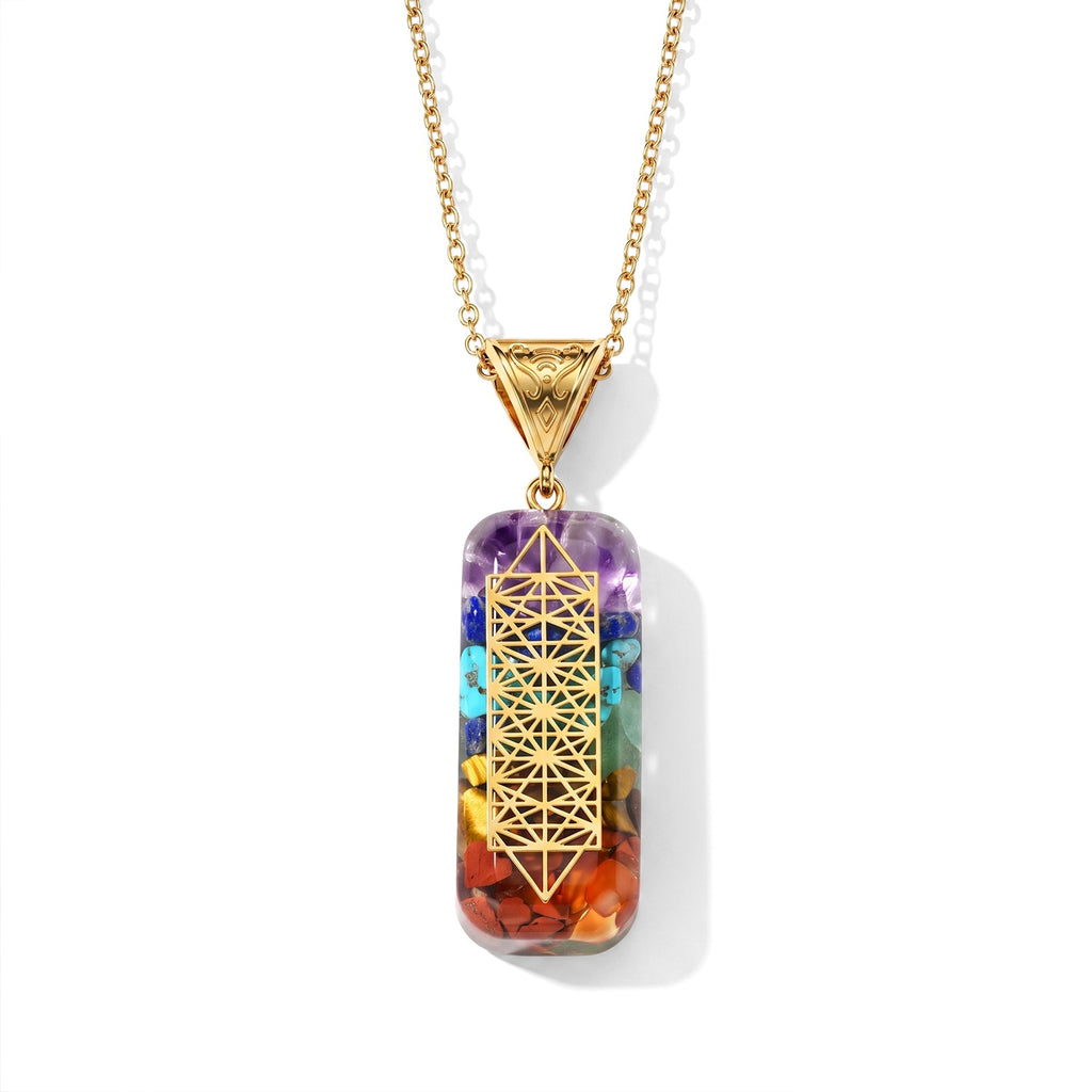 Set of 2 - Multi Gemstones Seven Chakra Necklace (Size - 20+2 Ext) and Stretchable Bracelet (Size - 7) 120.00 Ct._4517931_2