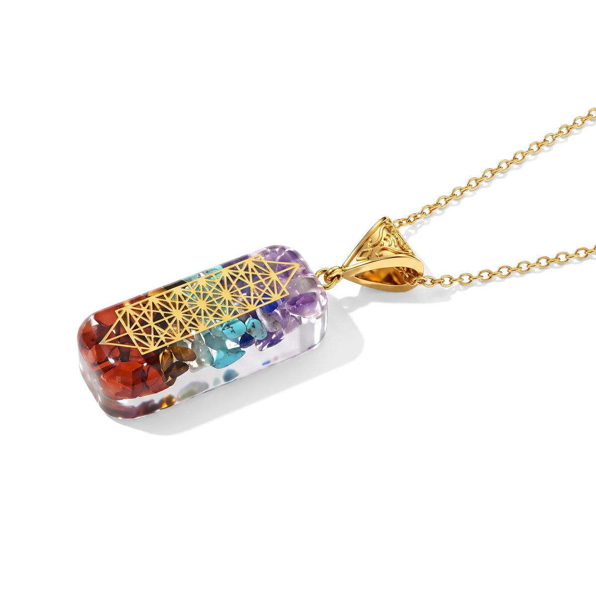 Set of 2 - Multi Gemstones Seven Chakra Necklace (Size - 20+2 Ext) and Stretchable Bracelet (Size - 7) 120.00 Ct. V32719851 4