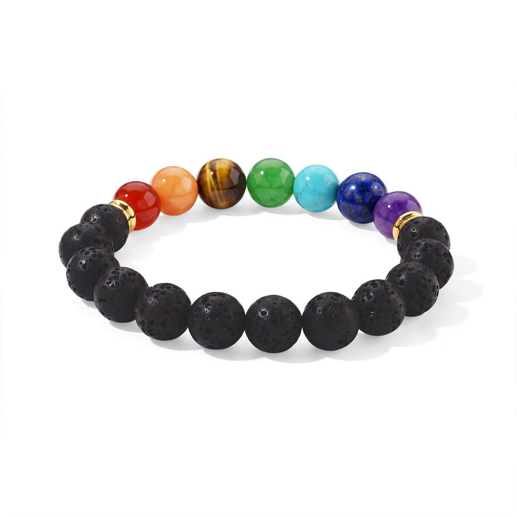 Set of 2 - Multi Gemstones Seven Chakra Necklace (Size - 20+2 Ext) and Stretchable Bracelet (Size - 7) 120.00 Ct._4517931_5