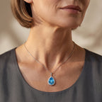 Luxuriant - Swiss Blue Topaz & Lab Grown Diamond (SI/G-H) Pendant with Chain (Size 20) in Rhodium Overlay Sterling Silver 10.00 Ct._4518265_1