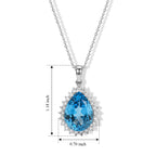 Luxuriant - Swiss Blue Topaz & Lab Grown Diamond (SI/G-H) Pendant with Chain (Size 20) in Rhodium Overlay Sterling Silver 10.00 Ct._4518265_5