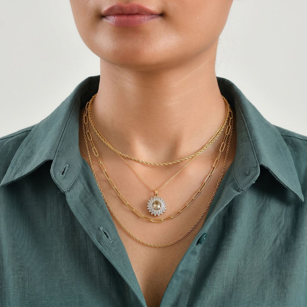D'Joy - AAA Turkizite & White Zircon Pendant with Chain (Size 20) in 18K Vermeil Yellow Gold Plated Sterling Silver 2.40 Ct._4518293_2