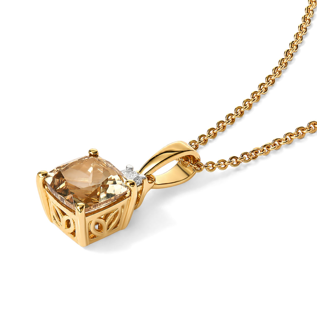 Turkizite,  Lab Grown Diamond Pendant with Chain (Size 20) in 18K YG Vermeil Sterling Silver 0.10 ct  1.800  Ct._4518410_3