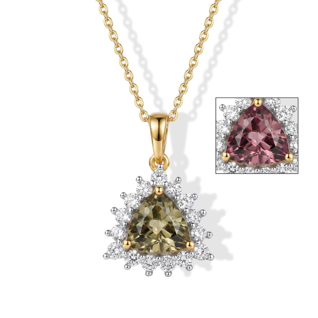 Luxuriant - AAA Turkizite & Lab Grown Diamond (SI/G-H) Pendant with Chain (Size 20) in 18K Vermeil Yellow Gold Plated Sterling Silver 1.70 Ct._4518416