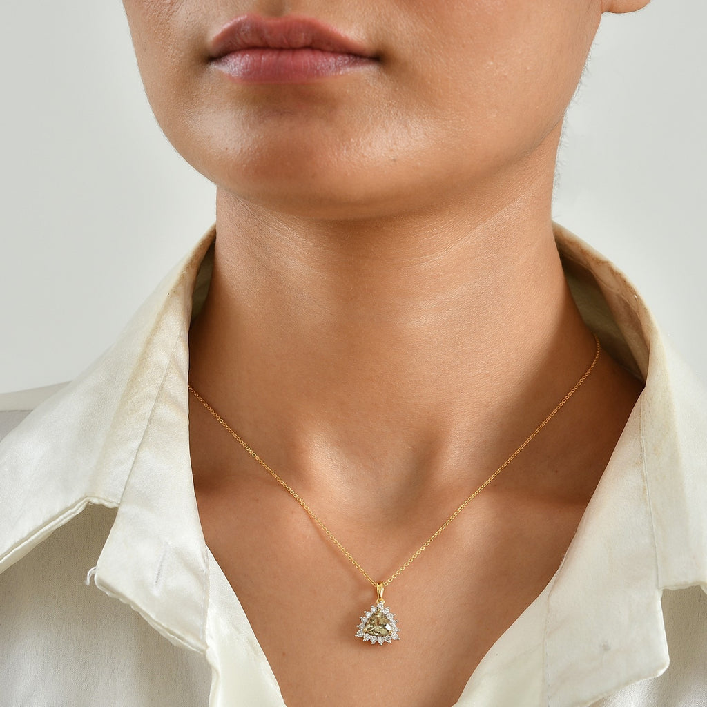 Luxuriant - AAA Turkizite & Lab Grown Diamond (SI/G-H) Pendant with Chain (Size 20) in 18K Vermeil Yellow Gold Plated Sterling Silver 1.70 Ct._4518416_1