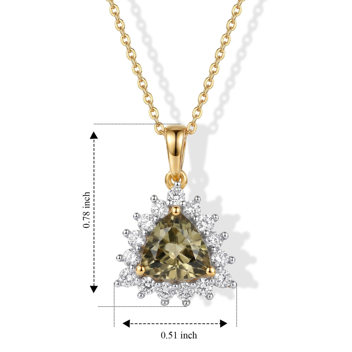 Luxuriant - AAA Turkizite &amp; Lab Grown Diamond (SI-G-H) Halo Pendant with Chain (Size 20) in 18K Vermeil Yellow Gold Plated Sterling Silver 1.70 Ct. 4518416 5