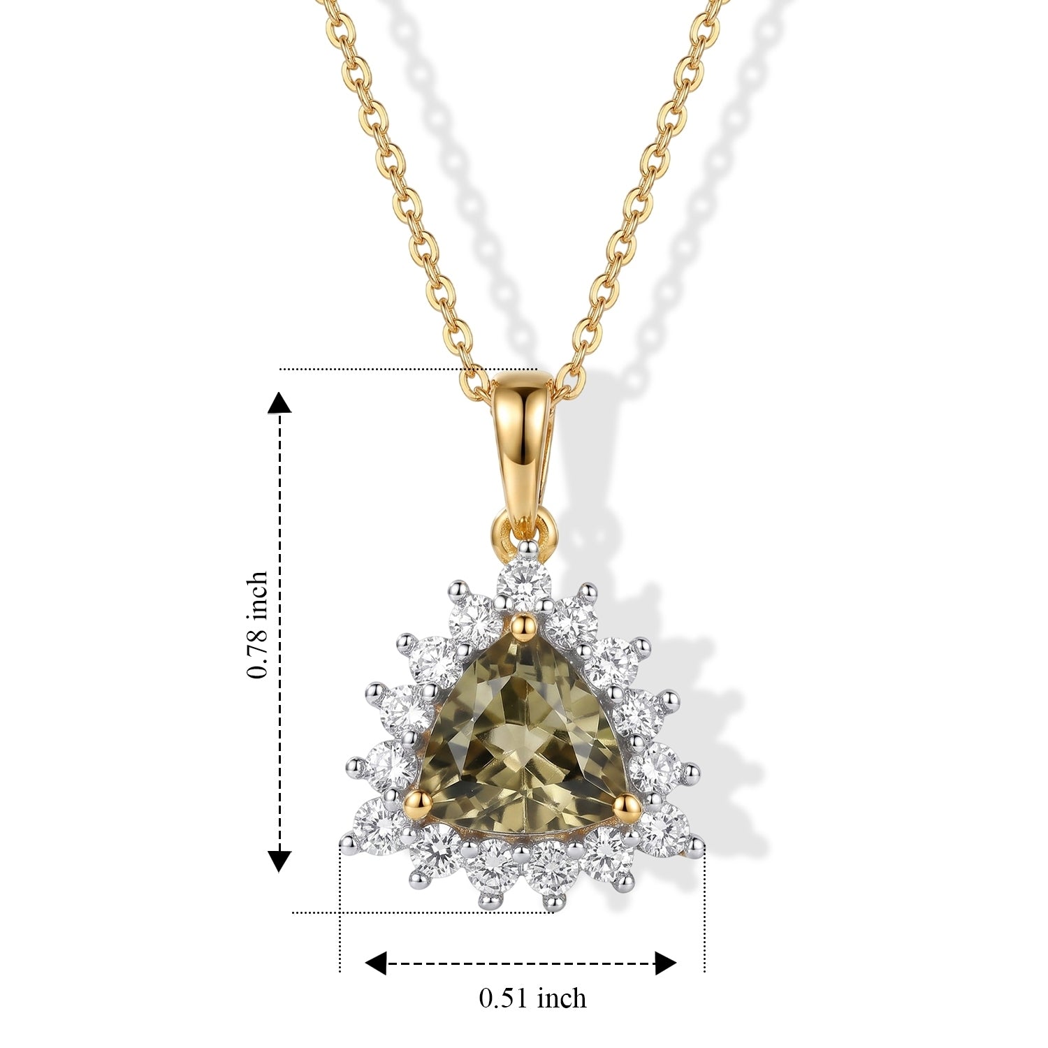 Luxuriant - AAA Turkizite &amp; Lab Grown Diamond (SI-G-H) Halo Pendant with Chain (Size 20) in 18K Vermeil Yellow Gold Plated Sterling Silver 1.70 Ct. 4518416 5