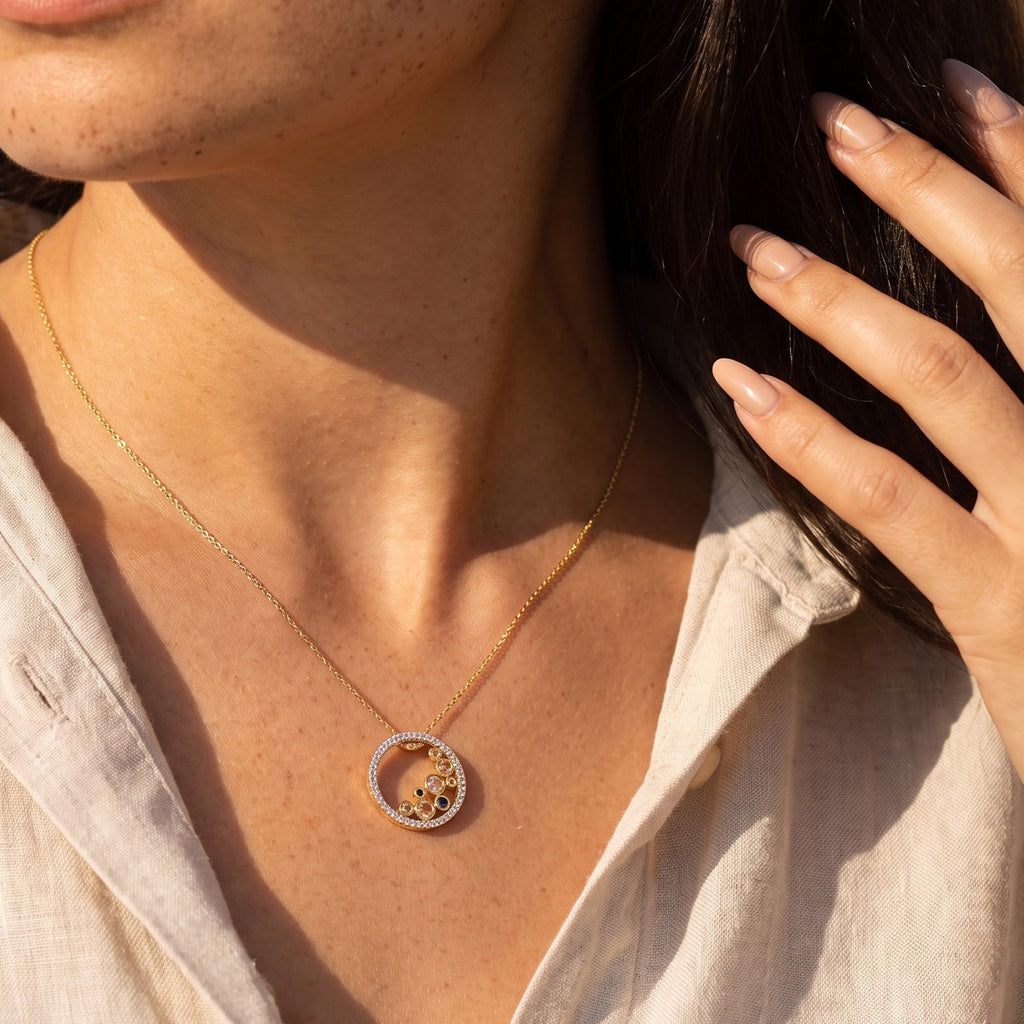 Pink Sapphire  Yellow Sapphire,  White Zircon,  Multi Sapphire,  Blue Sapphire,  Green Sapphire Pendant with Chain (Size 20) in 18K YG Plating and 18K Gold Overlay Sterling Silver 0.61 ct  0.770  Ct._4518476_2