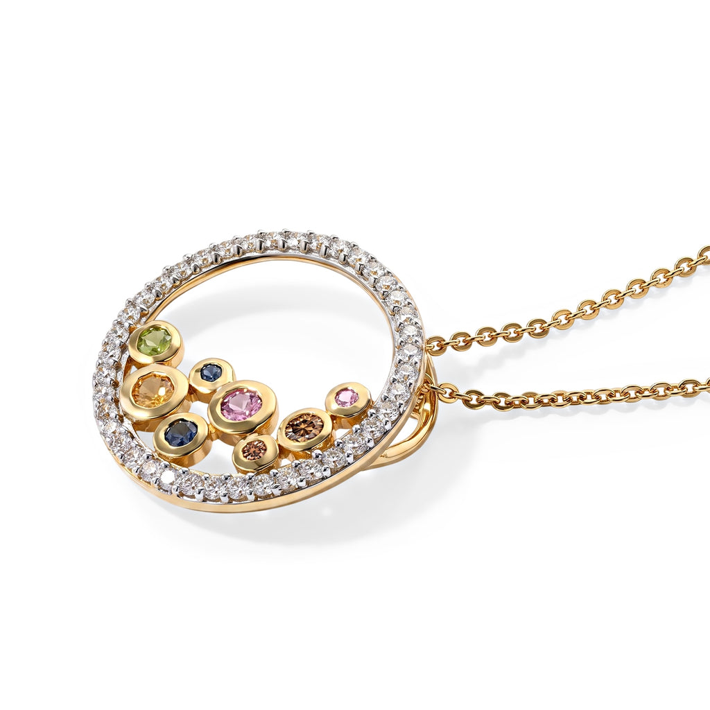 Pink Sapphire  Yellow Sapphire,  White Zircon,  Multi Sapphire,  Blue Sapphire,  Green Sapphire Pendant with Chain (Size 20) in 18K YG Plating and 18K Gold Overlay Sterling Silver 0.61 ct  0.770  Ct._4518476_3