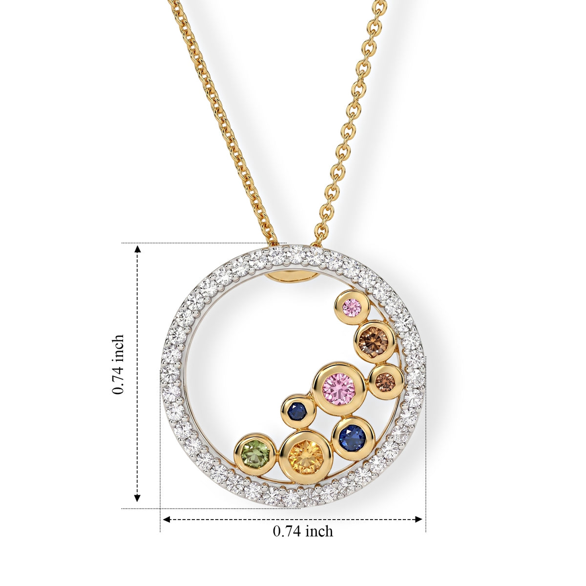 Pink Sapphire  Yellow Sapphire,  White Zircon,  Multi Sapphire,  Blue Sapphire,  Green Sapphire Pendant with Chain (Size 20) in 18K YG Plating and 18K Gold Overlay Sterling Silver 0.61 ct  0.770  Ct. 4518476 4