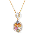 Pink Sapphire  Blue Sapphire  Multi Sapphire,  White Zircon Pendant with Chain (Size 20) in 18K YG Plating and 18K Gold Overlay Sterling Silver 0.27 ct  1.270  Ct._4518477