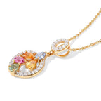 Pink Sapphire  Blue Sapphire  Multi Sapphire,  White Zircon Pendant with Chain (Size 20) in 18K YG Plating and 18K Gold Overlay Sterling Silver 0.27 ct  1.270  Ct._4518477_3