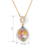 Pink Sapphire  Blue Sapphire  Multi Sapphire,  White Zircon Pendant with Chain (Size 20) in 18K YG Plating and 18K Gold Overlay Sterling Silver 0.27 ct  1.270  Ct._4518477_4