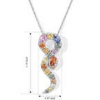 Orange Sapphire,  Blue Sapphire,  Pink Sapphire,  Yellow Sapphire,  Green Sapphire,  White Zircon Pendant with Chain (Size 20) in Rhodium Overlay Sterling Silver 1.52 ct  1.904  Ct._4518482_4