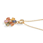 D'Joy - Multi Sapphire & Lab Grown Diamond Floral Pendant with Chain (Size 20) with Lobster Clasp in 18K Vermeil Yellow Gold Plated Sterling Silver 2.16 Ct._4519789_3