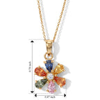 D'Joy - Multi Sapphire & Lab Grown Diamond Floral Pendant with Chain (Size 20) with Lobster Clasp in 18K Vermeil Yellow Gold Plated Sterling Silver 2.16 Ct._4519789_4
