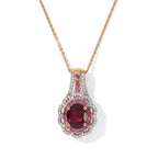 Rhodolite Garnet,  White Zircon Pendant with Chain (Size 20) in 18K YG Vermeil Sterling Silver 0.96 ct  Silver Wt. 5 Gms  3.340  Ct._4520304