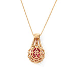 Rhodolite Garnet,  White Zircon Pendant with Chain (Size 20) in 18K YG Vermeil Sterling Silver 0.96 ct  Silver Wt. 5 Gms  3.340  Ct._4520304_4