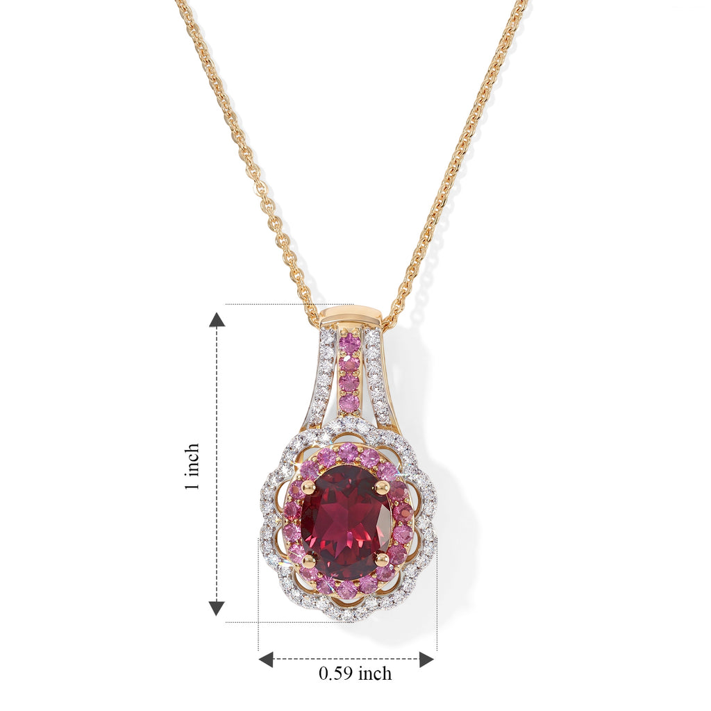 Rhodolite Garnet,  White Zircon Pendant with Chain (Size 20) in 18K YG Vermeil Sterling Silver 0.96 ct  Silver Wt. 5 Gms  3.340  Ct._4520304_5