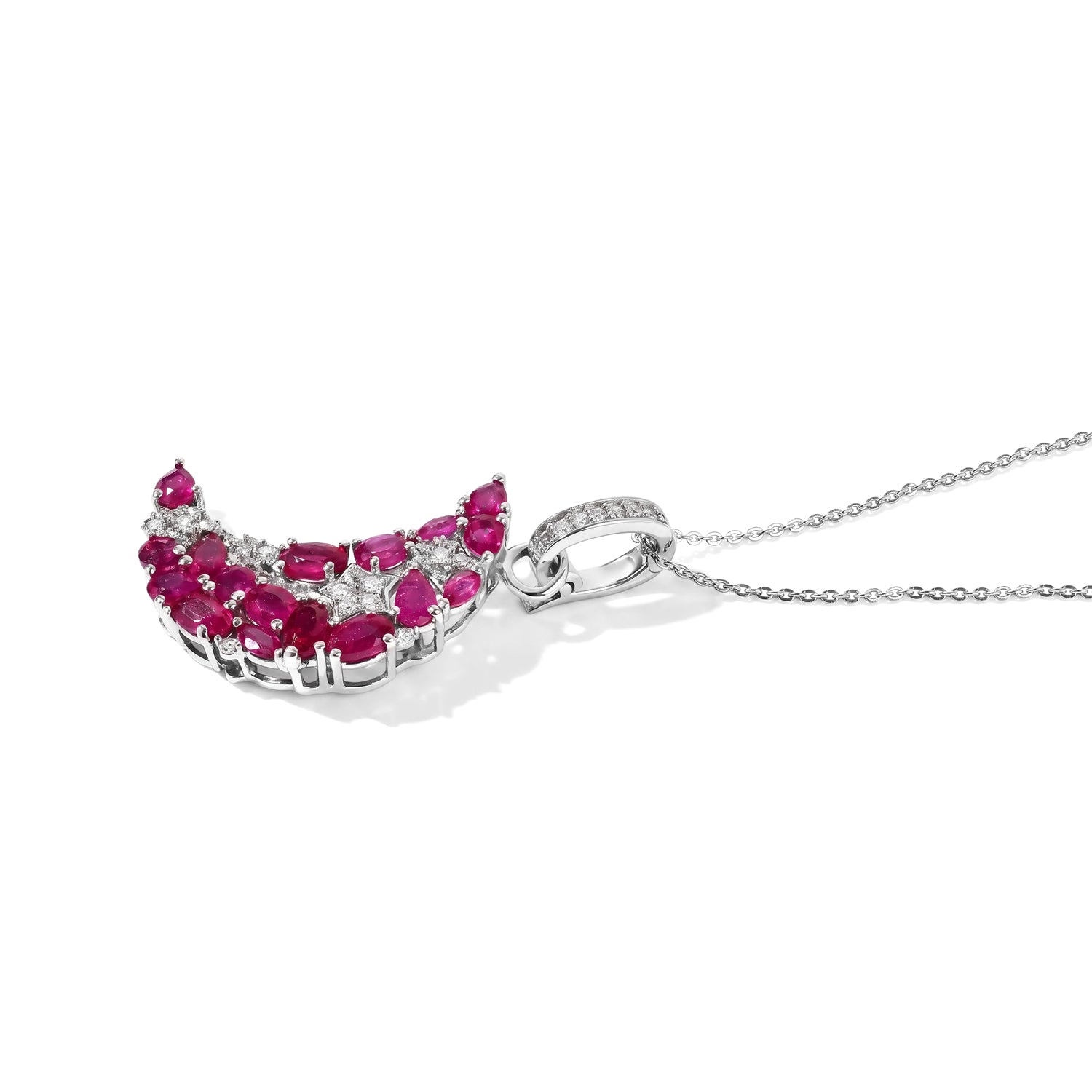 GP - African Ruby, White Zircon &amp; Blue Sapphire Pendant with Chain (Size 20) in Rhodium Overlay Sterling Silver 4.88 Ct. 4520358 2