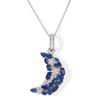 GP - Kashmir kyanite, White Zircon & Blue Sapphire Pendant with Chain (Size 20) in Rhodium Overlay Sterling Silver 4.70 Ct._4520360