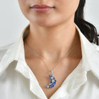 GP - Kashmir kyanite, White Zircon & Blue Sapphire Pendant with Chain (Size 20) in Rhodium Overlay Sterling Silver 4.70 Ct._4520360_1