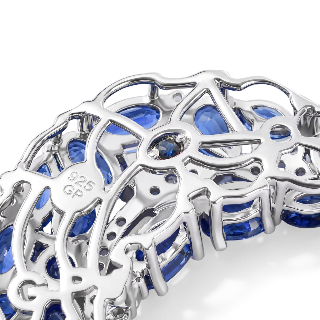 GP - Kashmir kyanite, White Zircon & Blue Sapphire Pendant with Chain (Size 20) in Rhodium Overlay Sterling Silver 4.70 Ct._4520360_4