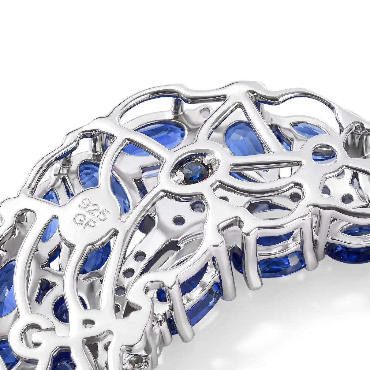 GP - Kashmir kyanite, White Zircon &amp; Blue Sapphire Pendant with Chain (Size 20) in Rhodium Overlay Sterling Silver 4.70 Ct. 4520360 4