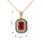 D'Joy - Fissure Filled Ruby, Zambian Emerald & White Zircon Halo Pendant with Chain (Size 20) in 18K Vermeil Yellow Gold Plated Sterling Silver 3.24 Ct._4521245_4