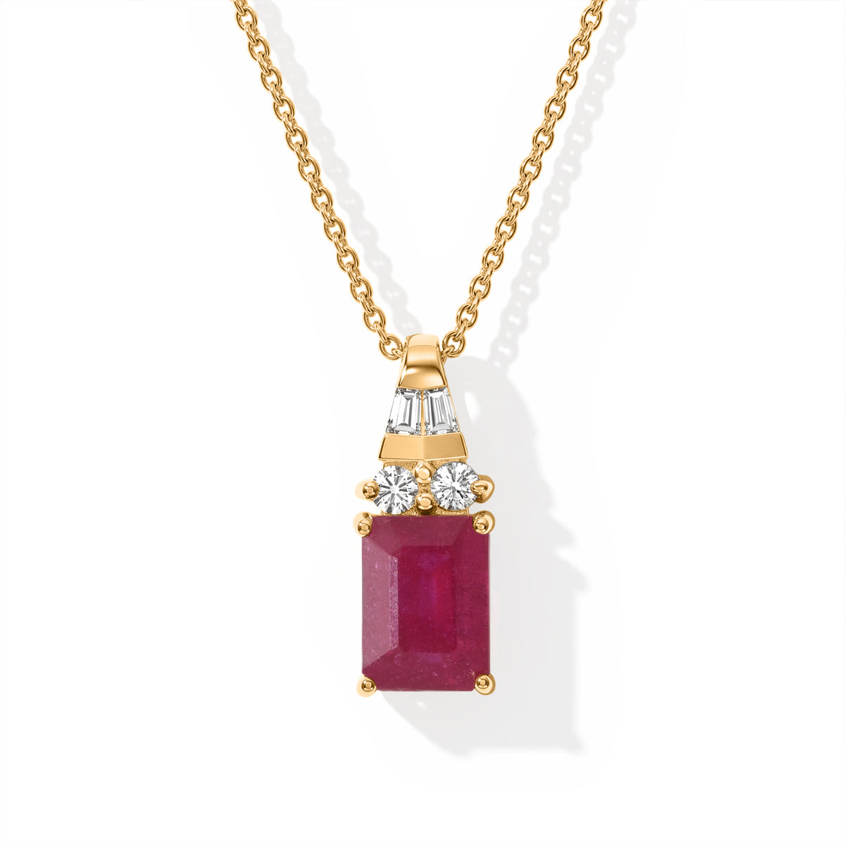 D'Joy - Fissure Filled Ruby &amp; Moissanite Pendant with Chain (Size 20) in 18K Yellow Gold Plated Sterling Silver 1.70 Ct. 4521272 0