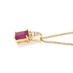 D'Joy - Fissure Filled Ruby & Moissanite Pendant with Chain (Size 20) in 18K Yellow Gold Plated Sterling Silver 1.70 Ct._4521272_2