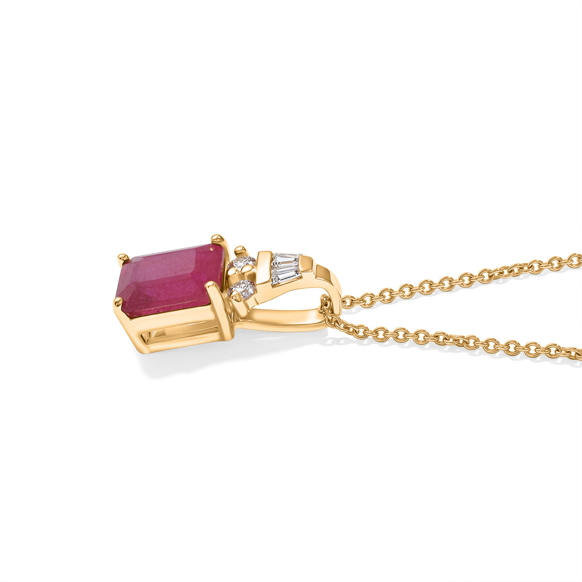 D'Joy - Fissure Filled Ruby &amp; Moissanite Pendant with Chain (Size 20) in 18K Yellow Gold Plated Sterling Silver 1.70 Ct. 4521272 2
