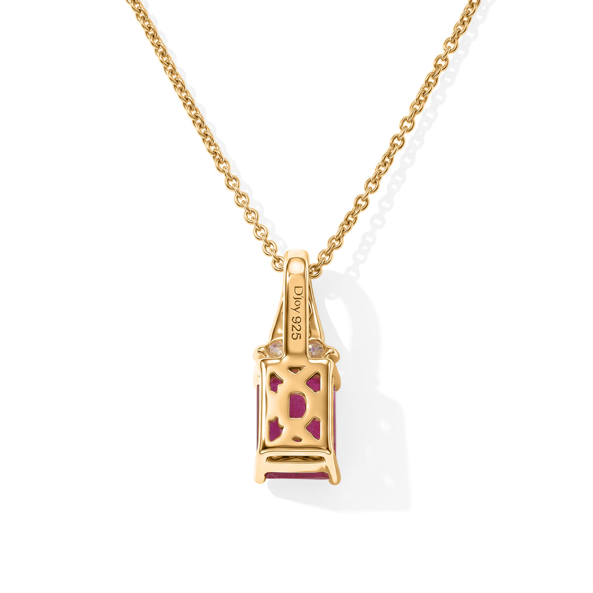 D'Joy - Fissure Filled Ruby &amp; Moissanite Pendant with Chain (Size 20) in 18K Yellow Gold Plated Sterling Silver 1.70 Ct. 4521272 3