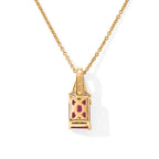 D'Joy - Fissure Filled Ruby & Moissanite Pendant with Chain (Size 20) in 18K Yellow Gold Plated Sterling Silver 1.70 Ct._4521272_3