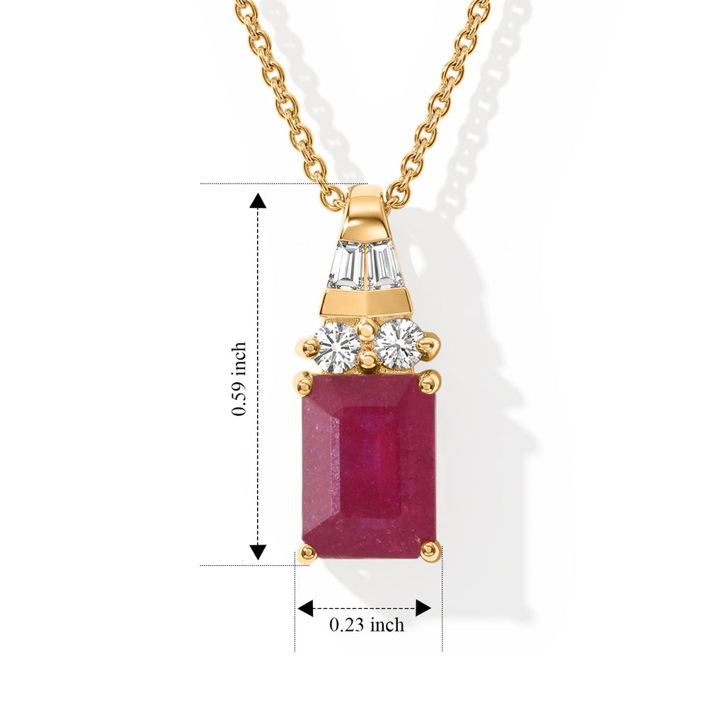 D'Joy - Fissure Filled Ruby & Moissanite Pendant with Chain (Size 20) in 18K Yellow Gold Plated Sterling Silver 1.70 Ct._4521272_4