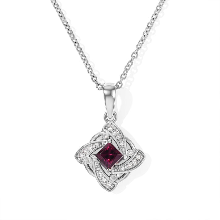 D'Joy - Orissa Natural Rhodolite Garnet &amp; White Zircon Pendant in Platinum Overlay Sterling Silver with Chain (Size 20) 1.20 Ct. 4521356 1