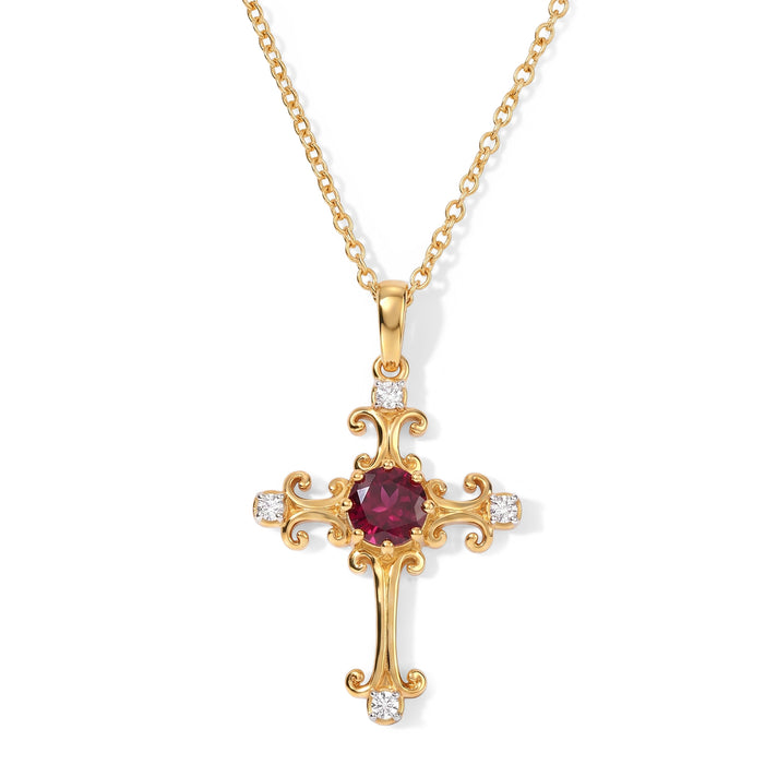 D'Joy - Rhodolite Garnet &amp; White Zircon Pendant in Yellow Gold Plated Sterling Silver with Chain (Size 20) 1.40 Ct. 4521361 1