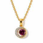 D'Joy - Rhodolite Garnet & White Zircon Pendant in Yellow Gold Plated Sterling Silver with Chain (Size 20)_4521362