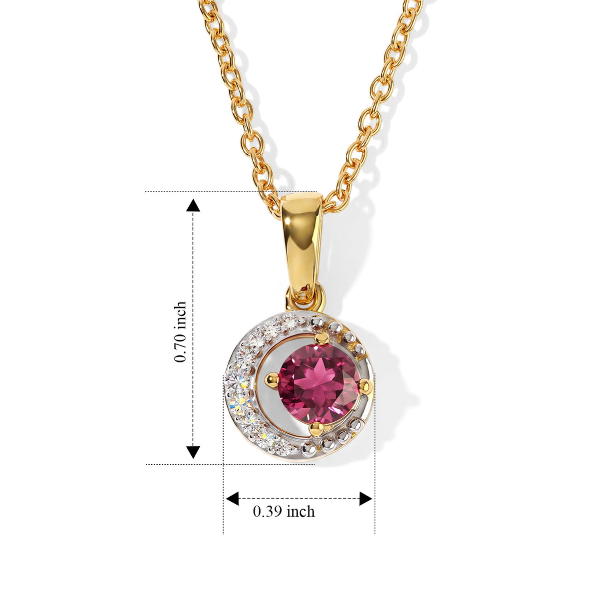 D'Joy - Rhodolite Garnet &amp; White Zircon Pendant in Yellow Gold Plated Sterling Silver with Chain (Size 20) 4521362 3