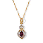 D'Joy - Rhodolite Garnet & White Zircon Pendant in Yellow Gold Plated Sterling Silver with Chain (Size 20) 1.10 Ct._4521364