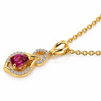 D'Joy - Rhodolite Garnet & White Zircon Pendant in Yellow Gold Plated Sterling Silver with Chain (Size 20) 1.10 Ct._4521364_2