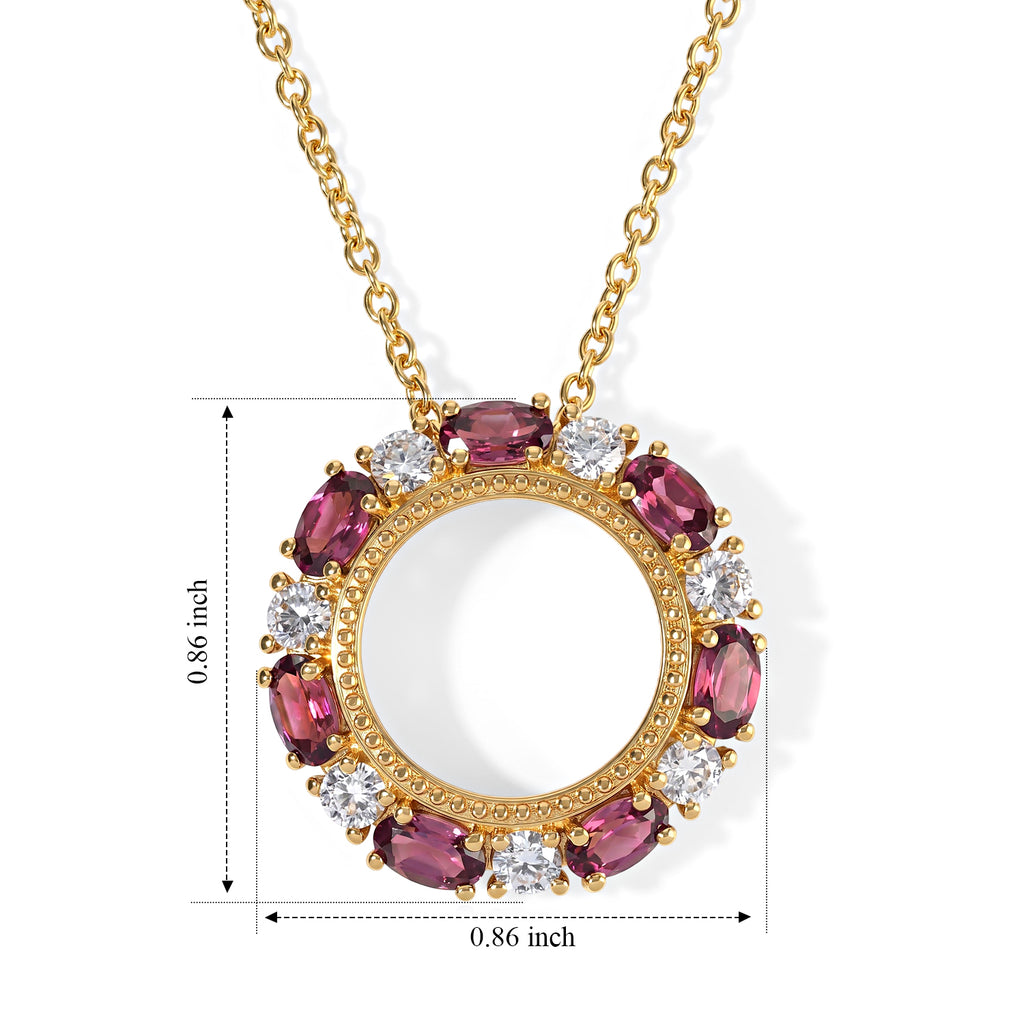 D'Joy - Rhodolite Garnet & Moissanite Pendant in Yellow Gold Plated Sterling Silver with Chain (Size 20) 2.90 Ct._4521368_3