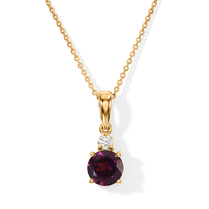 Luxuriant - Orissa Natural Rhodolite Garnet &amp; Lab Grown Diamond (SI/G-H) Pendant with Chain (Size 20) in 18K Vermeil Yellow Gold Plated Sterling Silver 1.10 Ct. 4521369 1