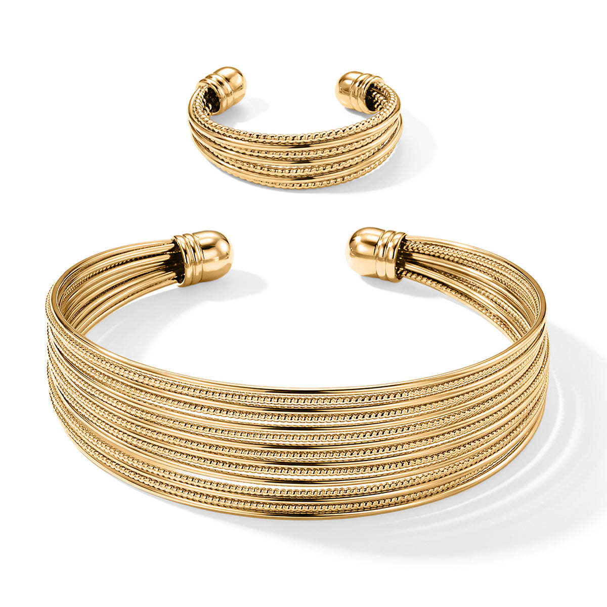 Set of 2 - Cuff Bangle (Size 7-7.5) &amp; Adjustable Ring (Size - O to Q) 4521624 0