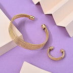 2 Piece Set -  Cuff Bangle and Fancy Ring Pure Yellow Brass_4521624_1